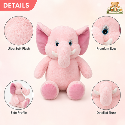 Stuff Tree Ultra Soft Pink Elephant Plush Toy (45cm) - Premium Cuddly Companion