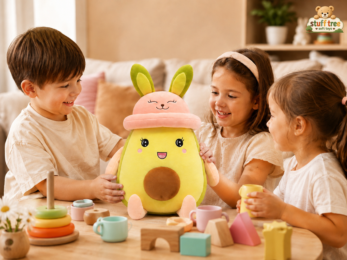 Stuff Tree Avocado Pillow Soft Toy with Bunny Hat – 35 cm