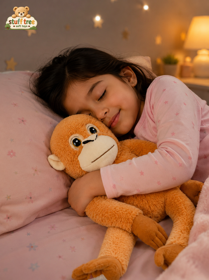 Ultra-Soft Plush Hanging Monkey - Orange Stuffed Primate Toy