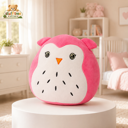 Premium 40cm Ultra-Soft Pink Owl Plush Pillow