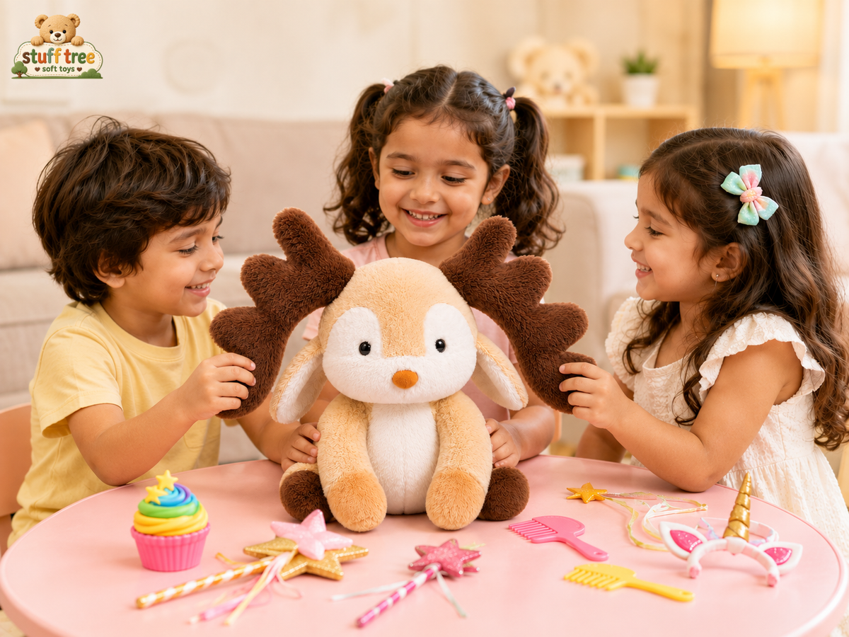 50cm Plush Reindeer Toy with Big Antlers