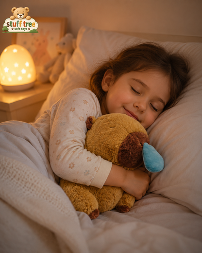Stuff Tree Capybara Soft Toy 35 cm | Sleepy Brown Plush with Blue Droplet | Cute Gift for Plush Lovers
