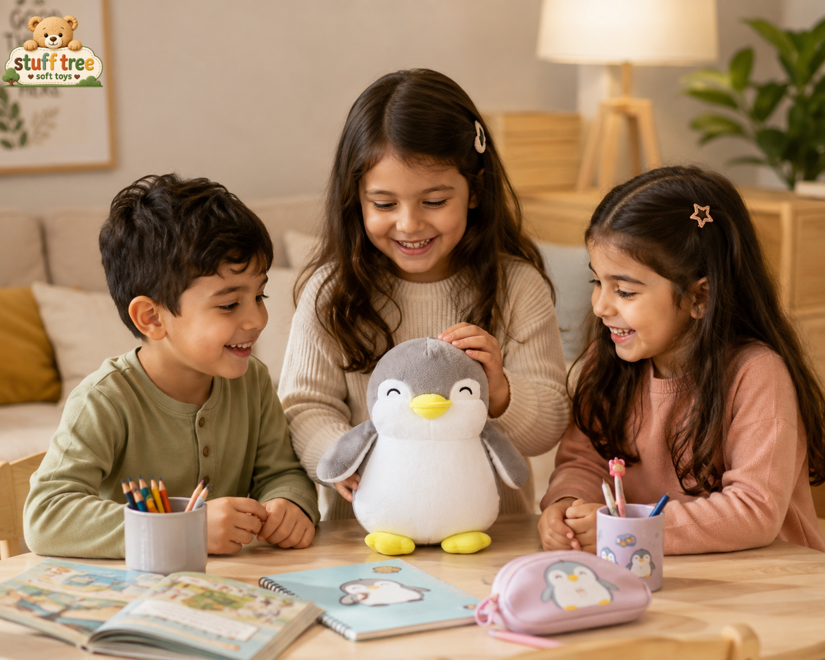 Premium Soft Plush Penguin Toy (Grey) – 23cm  Stuffed Animal Cuddle Buddy