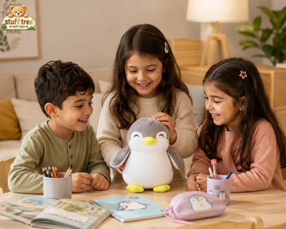 Premium Soft Plush Penguin Toy (Grey) – 23cm  Stuffed Animal Cuddle Buddy