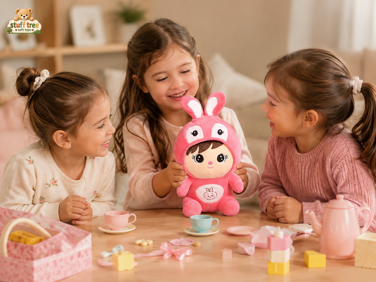 26cm Sweet Pink Bunny Costume Plush Doll