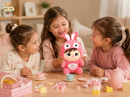 26cm Sweet Pink Bunny Costume Plush Doll