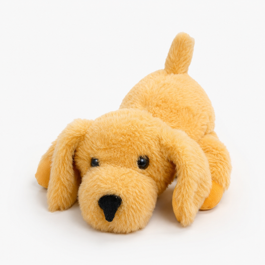 Stuff Tree Lying Dog Soft Toy – Fluffy Golden Plush Puppy, 20 cm