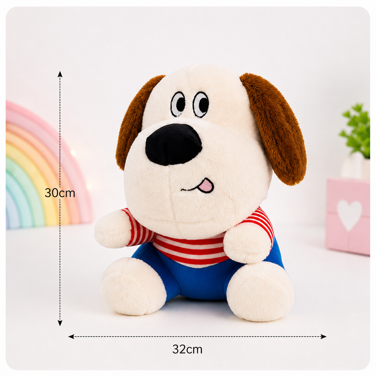 Stuff Tree Sweet Dog Soft Toy – 30 cm | White Plush Puppy with Brown Ears